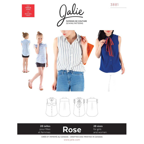 Jalie Sewing Patterns, 3881 ROSE Sleeveless Button-Down Shirt