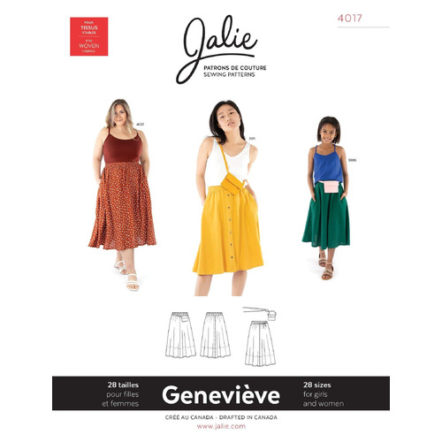 Jalie Sewing Patterns, 4017 GENEVIÈVE Pull-on Gathered Skirt