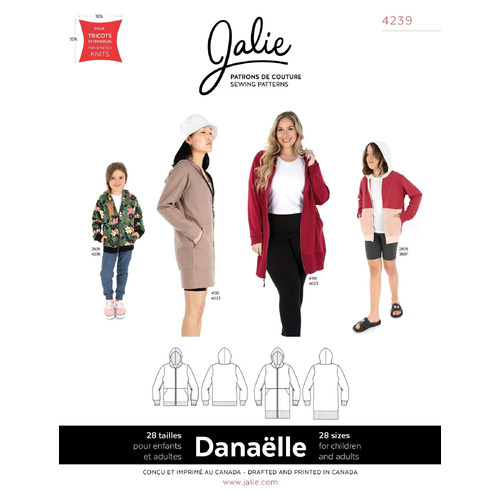 Jalie Sewing Patterns, 4239 DANAËLLE Zip-Front Hoodie