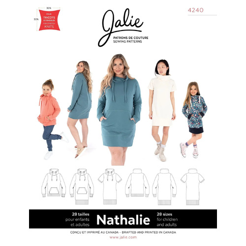Jalie Sewing Patterns, 4240 NATHALIE Wrap Funnel Neck Sweatshirt & Tunic