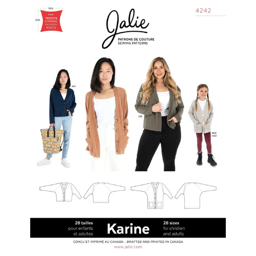 Jalie Sewing Patterns, 4242 KARINE Raglan Cardigan