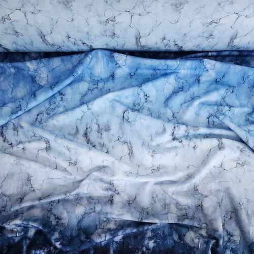 European Modal Blend French Terry Knit, Marble Watercolour Blue