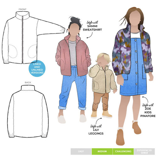 Style Arc Sewing Patterns, Teddy Kids Jacket 1-8