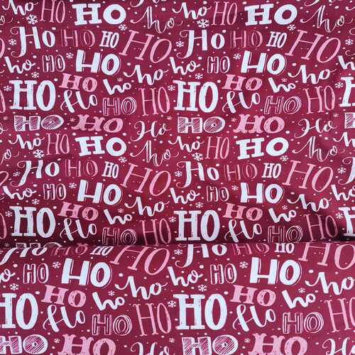 European Cotton Elastane Jersey, Oeko-Tex, Ho Ho Ho Burgundy