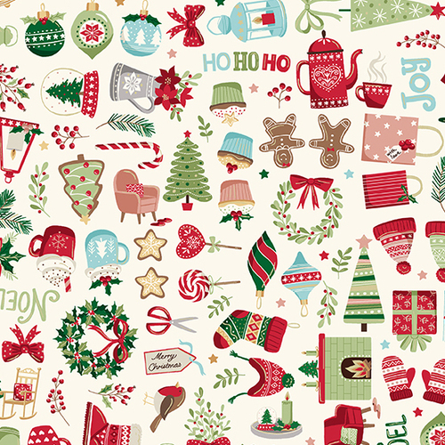 Makower UK, Cosy Christmas, Icons Cream Metallic