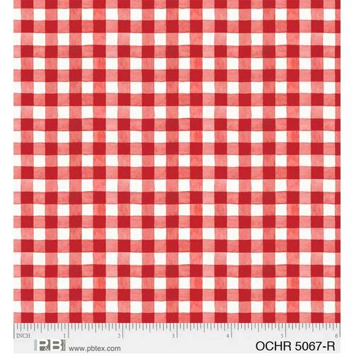 *REMNANT 112cm* P&B Textiles, Ornamental Christmas, Gingham Red 5mm