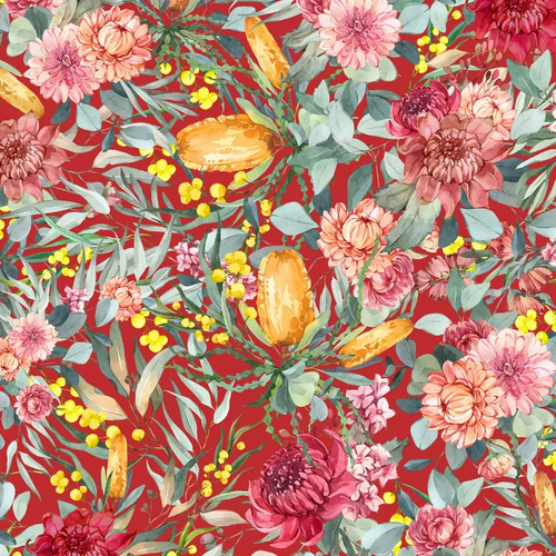 Devonstone Collection, Bush Celebration, Aussie Floral Red
