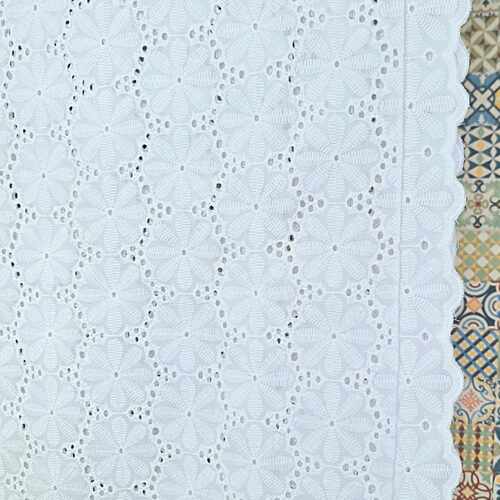 European Broderie Anglaise Cotton,  Rosette White