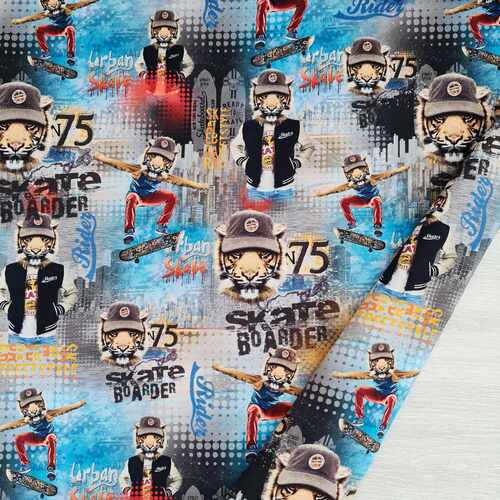European Cotton Elastane Jersey, Oeko Tex, Tiger Skateboarder