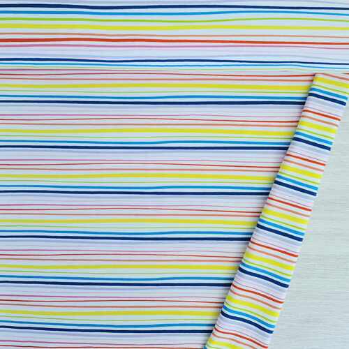 European Cotton Elastane Jersey, Oeko Tex, Happy Summer Thin Stripes