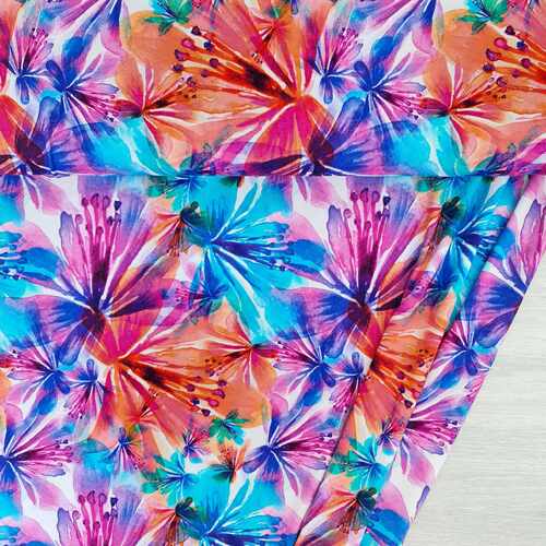 European Viscose Jersey Knit, Oeko-Tex, Hibiscus