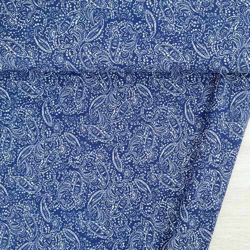 European Cotton Linen Blend, Oeko-Tex, Paisley Blue