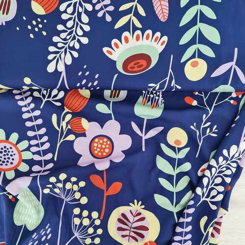 European Woven Viscose, Oeko-Tex, Never Enough Flowers Blue