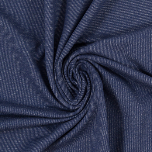 *REMNANT 62cm* European Cotton Elastane Jersey Knit, Oeko-Tex, Denim Look, Denim Blue