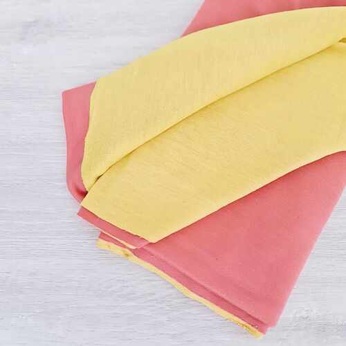 REMNANT 108cm* European Viscose Knit, Oeko-Tex, Double Sided, Lemon/Coral