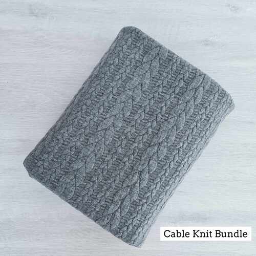 *2 PIECE REMNANT BUNDLE* European Cable Sweater Knit, Melange Dark Grey