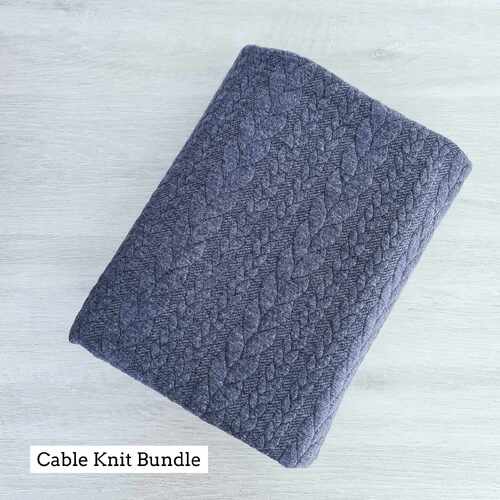 *2 PIECE REMNANT BUNDLE* European Cable Sweater Knit, Melange Indigo Blue