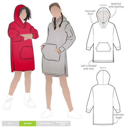 Style Arc Sewing Patterns, Zara Teens Hooded Dress 8-16