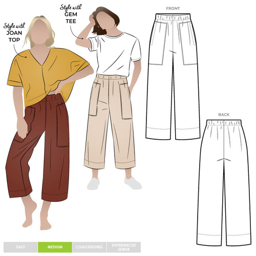 Style Arc Sewing Patterns, Darby Woven Pant 10-22