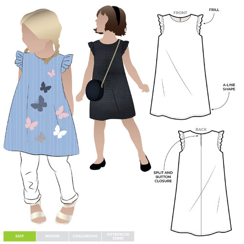 Style Arc Sewing Patterns, Andie Kids Dress 1-8