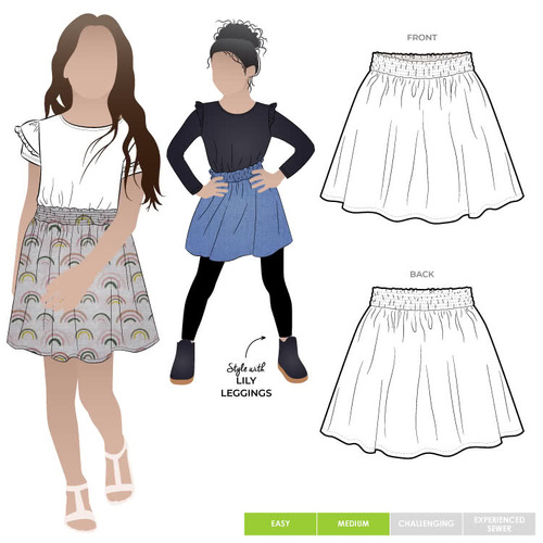 Style Arc Sewing Patterns, Ruth Kids Skirt 1-8