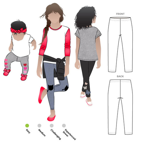 Style Arc Sewing Patterns, Lily Kids Knit Leggings 1-7