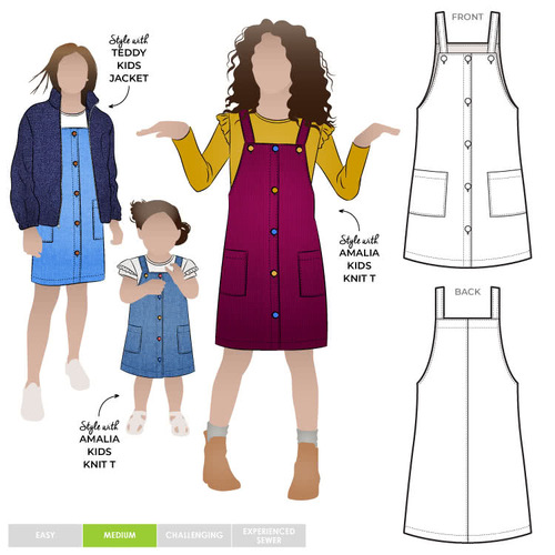 Style Arc Sewing Patterns, Zoe Kids Pinafore 1-8