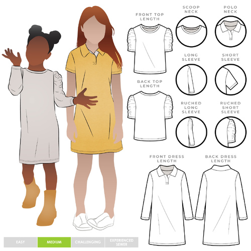 Style Arc Sewing Patterns, Issy Kids Knit Top Dress 2-8