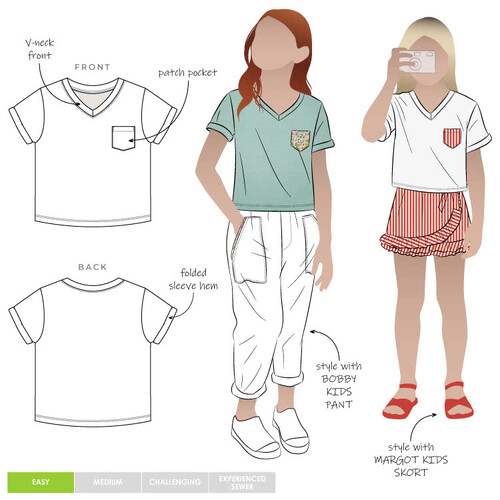 Style Arc Sewing Patterns, Taylor Kids Knit Tee 2-8