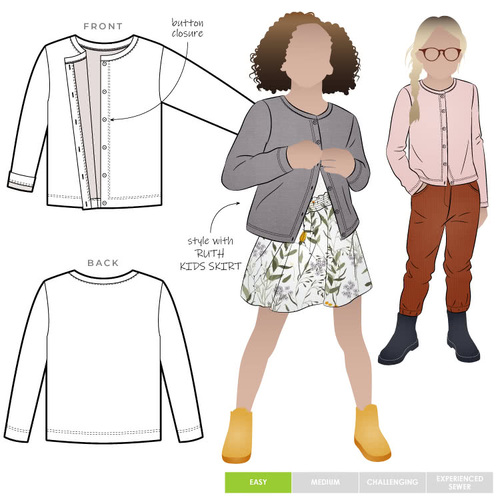 Style Arc Sewing Patterns, Saskia Kids Knit Cardi 2-8