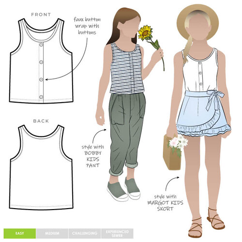 Style Arc Sewing Patterns, Sky Kids Knit Tank 2-8