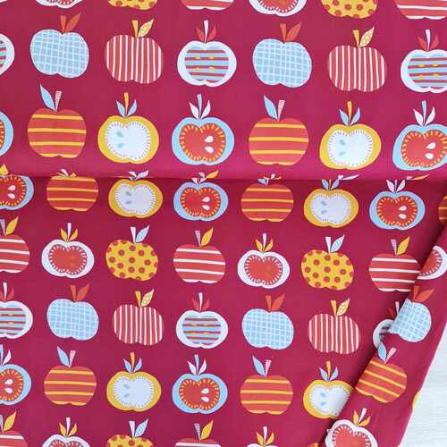 European Cotton Elastane Jersey, GOTS Organic, Scandi Apples