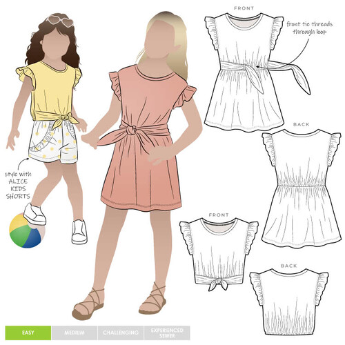 Style Arc Sewing Patterns, Ava Kids Dress Top 2-8