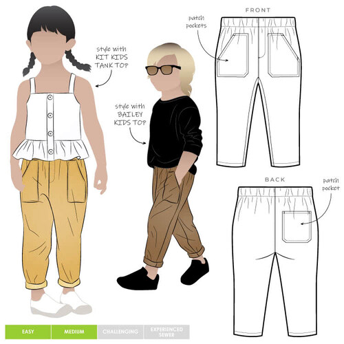 Style Arc Sewing Patterns, Bobby Kids Woven Pant 2-8