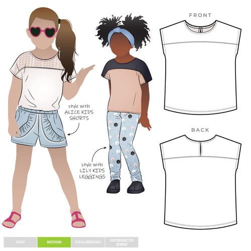 Style Arc Sewing Patterns, Daisy Kids Top 2-8