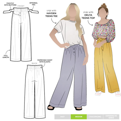 Style Arc Sewing Patterns, Olive Teens Pant 8-16