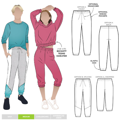 Style Arc Sewing Patterns, Riley Teens Sweatpant 8-16