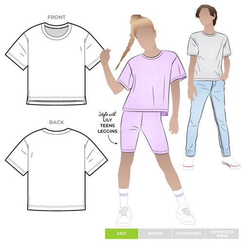 Style Arc Sewing Patterns, Hayden Teens Tee 8-16