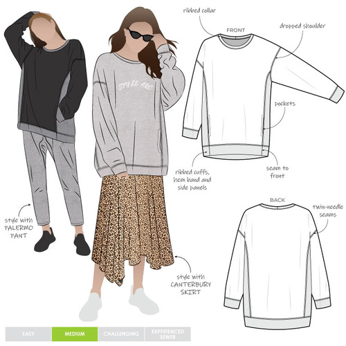 Style Arc Sewing Patterns, Fenix Sweatshirt 4-16