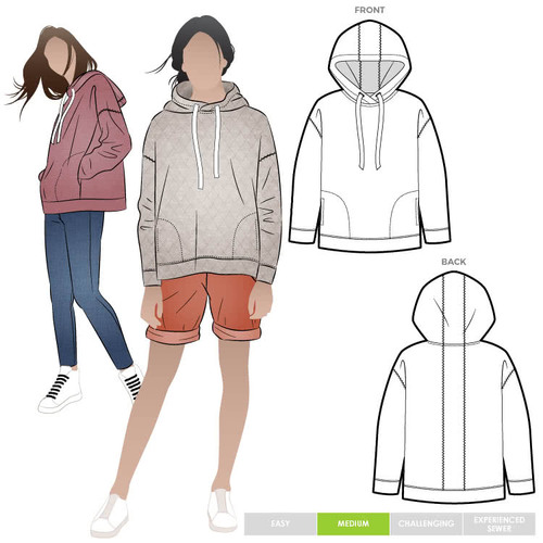Style Arc Sewing Patterns, Fitzroy Hoodie 10-22