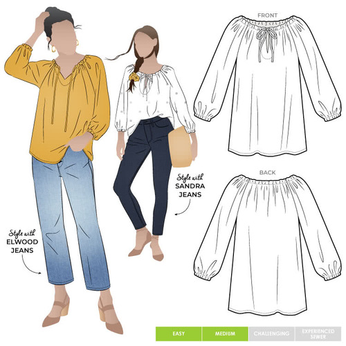 Style Arc Sewing Patterns, Anita Peasant Blouse 10-22