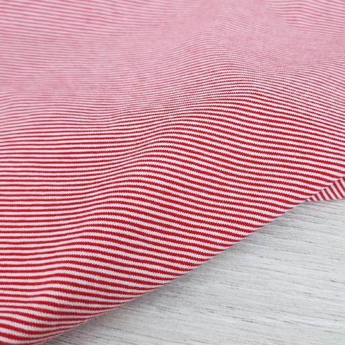 European Cotton Elastane Jersey, Oeko-Tex, 1mm Stripes Red/White