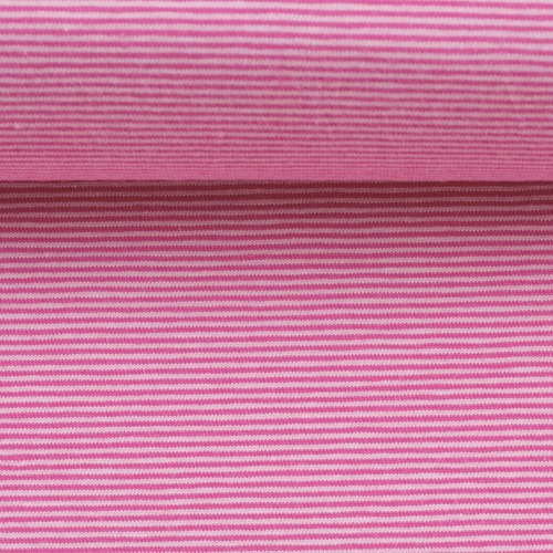 European Cotton Elastane Jersey, Oeko-Tex, 1mm Yarn Dyed Stripes Pink/Bright Pink