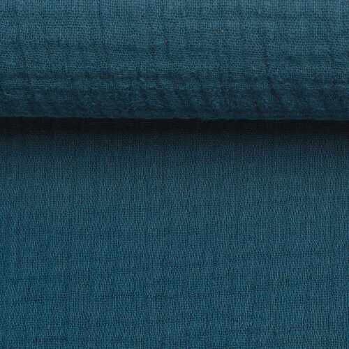European Double Gauze, Oeko-Tex, Petrol Blue