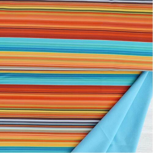 *REMNANT 87cm* European Soft Shell, Nano Stretch, Stripes Multi Light Blue