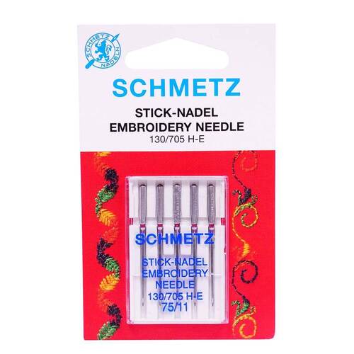 Schmetz Needles, Embroidery, 130/705 H-E, 75/11