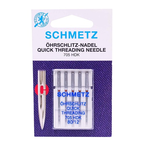 Schmetz Needles, Quick Threading, 705 HDK, 80/12