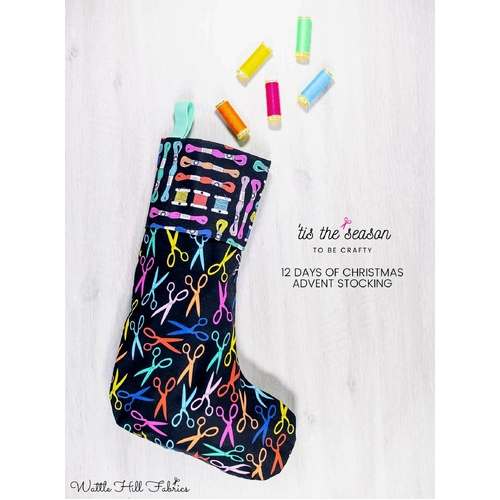 12 Days of Christmas Advent Stocking - Black