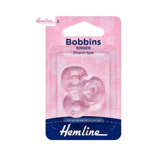 Hemline, Plastic Bobbins, for Singer, 3 pack