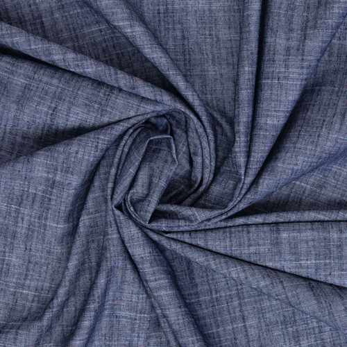 European Cottons, Oeko-Tex, Linen Look Chambray, Navy
